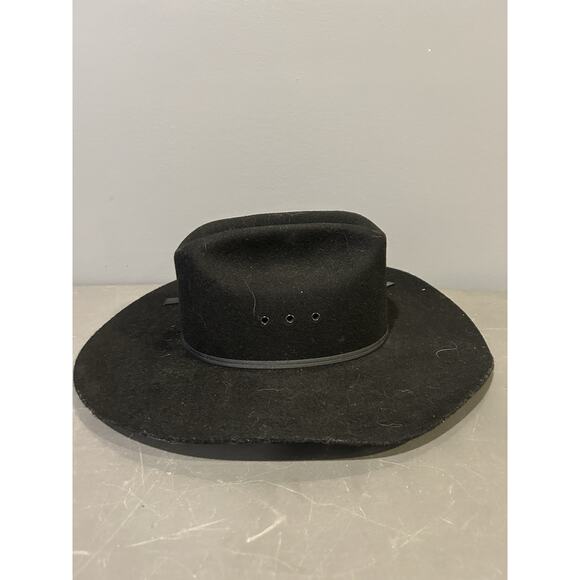 Mens Western Hat MHT Master Hatters Of Texas Rodeo Black Felt Cowboy Size XX - Picture 2 of 6